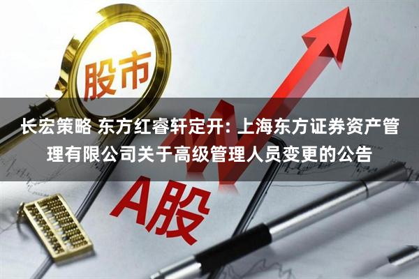 长宏策略 东方红睿轩定开: 上海东方证券资产管理有限公司关于高级管理人员变更的公告